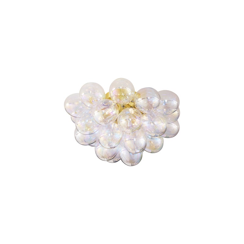 Designerska lampa sufitowa mosiężna z tęczowym szkłem 6-punktowa - Uvas