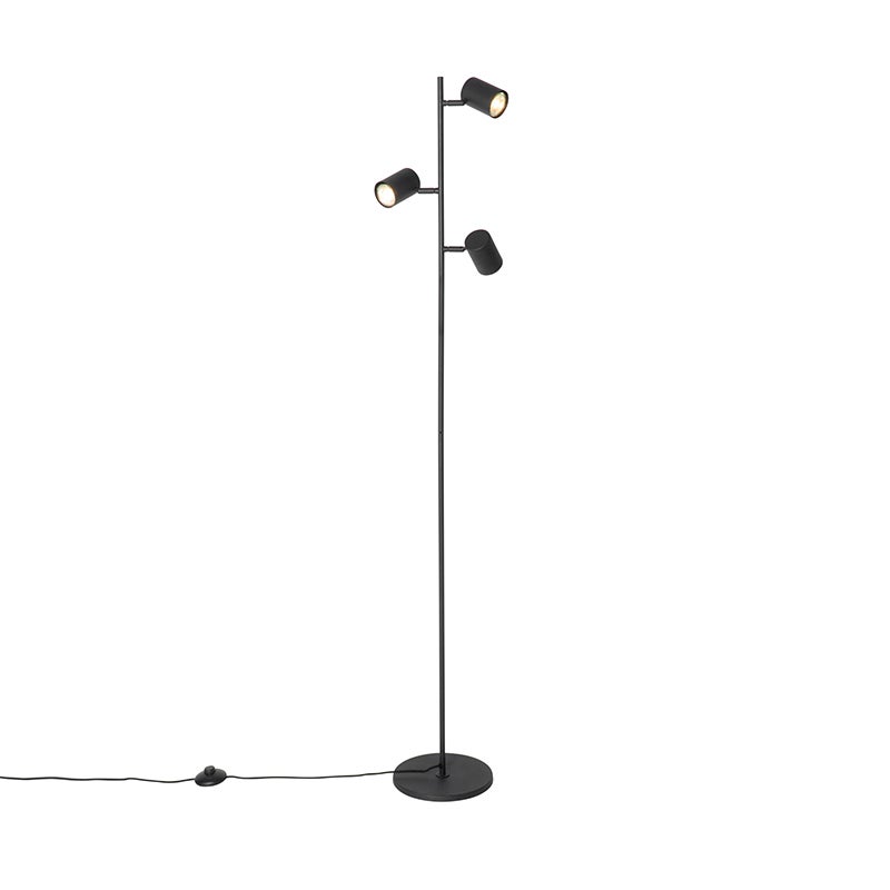 Inteligentna lampa podłogowa czarna 3-punktowa z 3 żarówkami Wifi GU10 50mm - Jeana