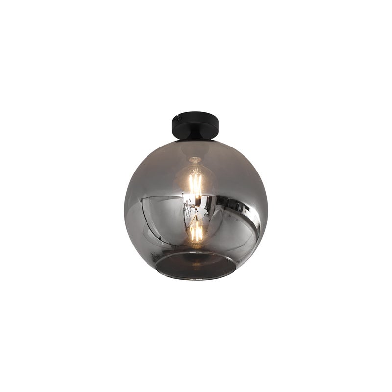 Lampa sufitowa Art Deco czarna z przydymionym szkłem - Sandra