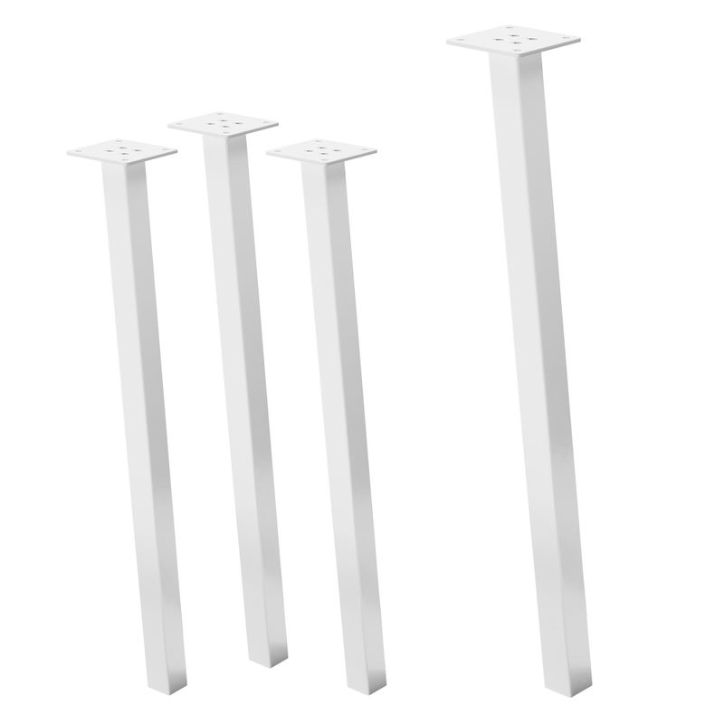ML-Design zestaw 4 nóg meblowych 72 cm bialy polysk stal lakierowana proszkowo kwadratowy profil 4x4 cm kąt 96° i-kształt do stolików kawowych i ław