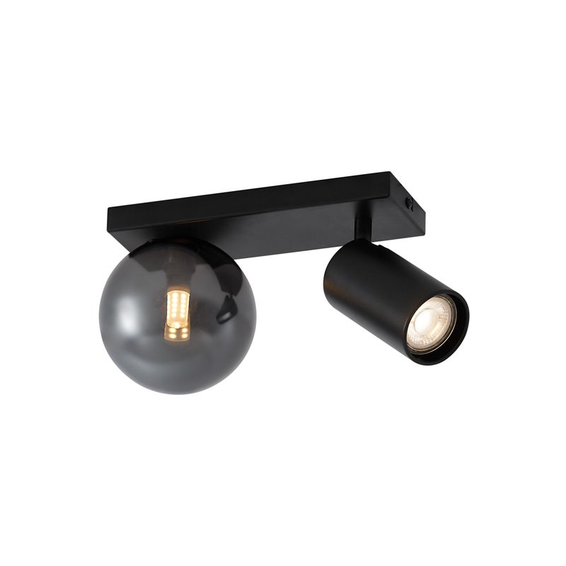 Nowoczesna lampa sufitowa czarna 2-punktowa z możliwością przechylania - Lesly