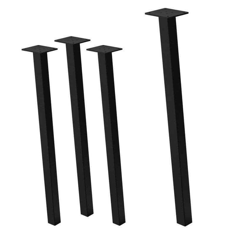 ML-Design zestaw 4 nóg meblowych 72 cm czarny polysk stal lakierowana proszkowo kwadratowy profil 4x4 cm kąt 96° i-kształt do stolików kawowych i ław