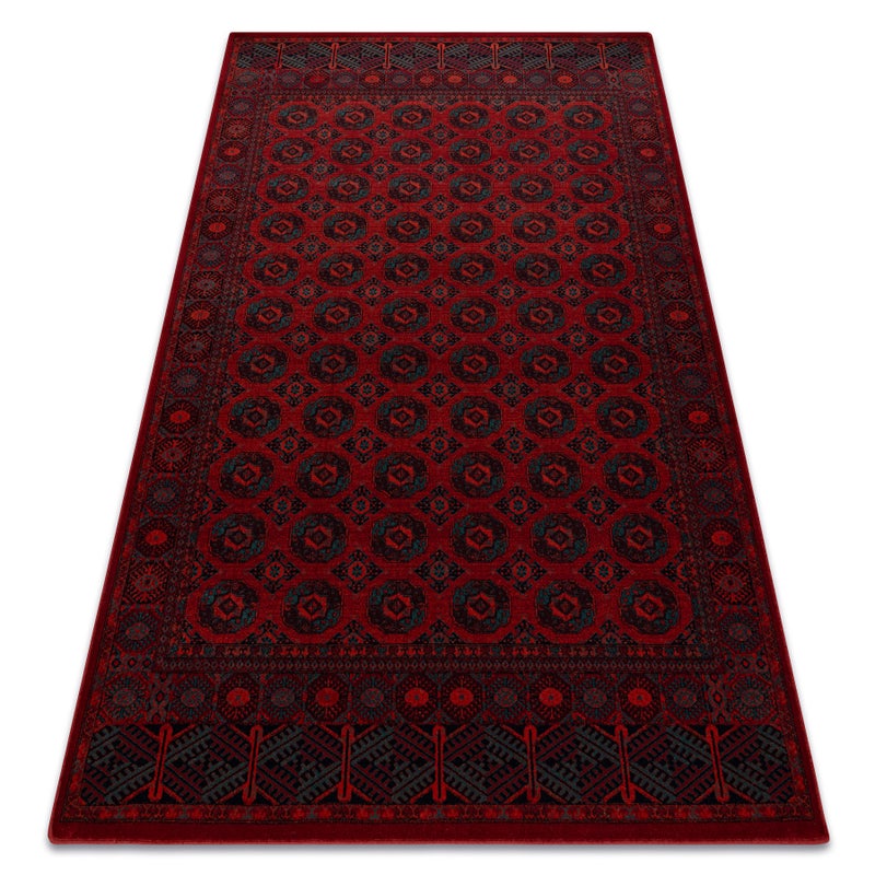 Dywan wełniany OMEGA BUCHARA ramka, koła czerwony 200x300 cm