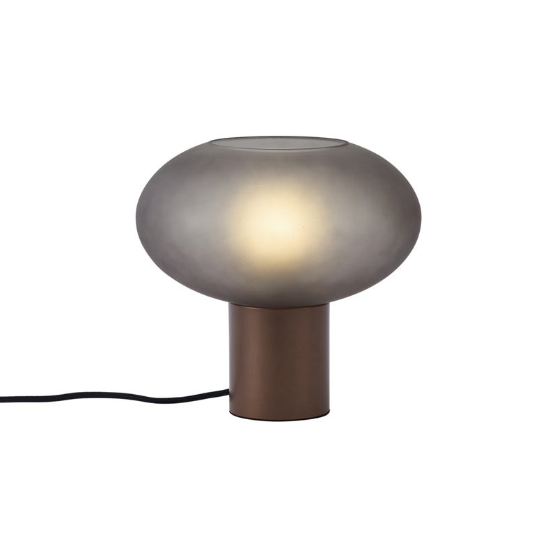 Designerska lampa stołowa brązowa z matowym szarym szkłem - Umbrella