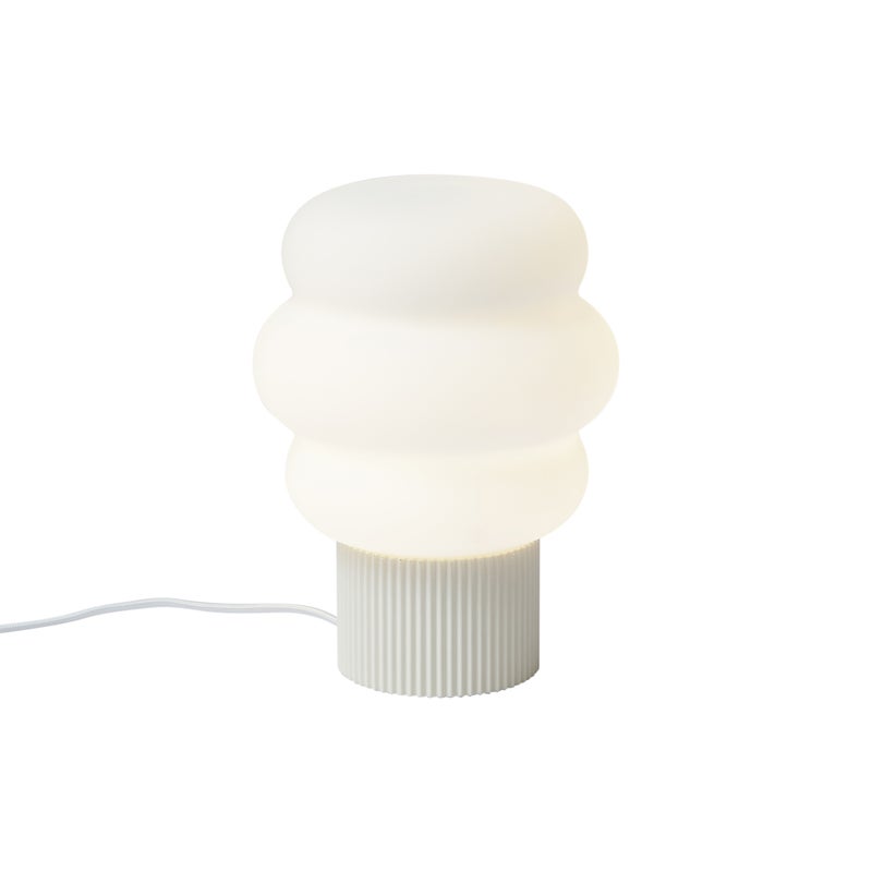 Lampa stołowa Japandi beżowa z opalowym szkłem 18 cm - Kumo