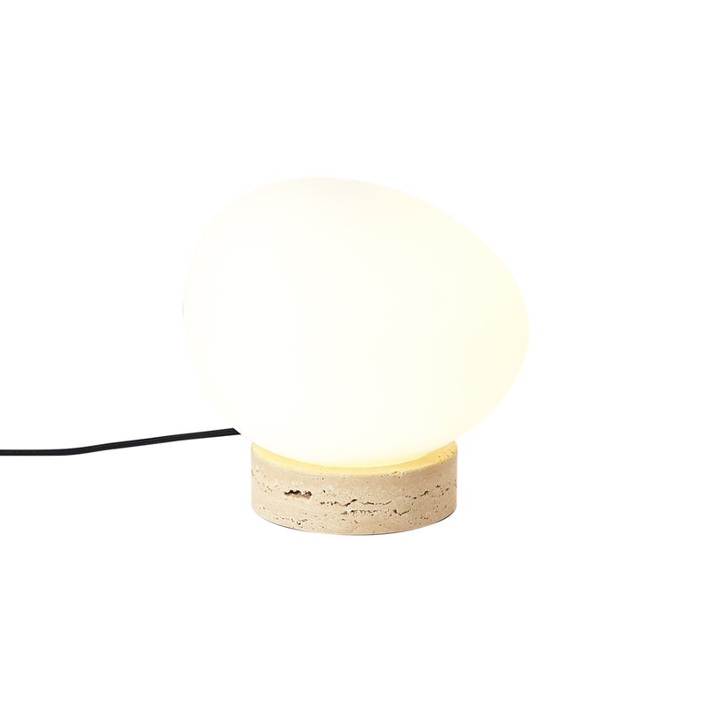 Lampa stołowa Japandi beżowa z opalowym szkłem - Sally