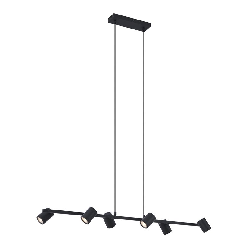 Nowoczesna lampa wisząca czarna 6-punktowa - Jeana Straight