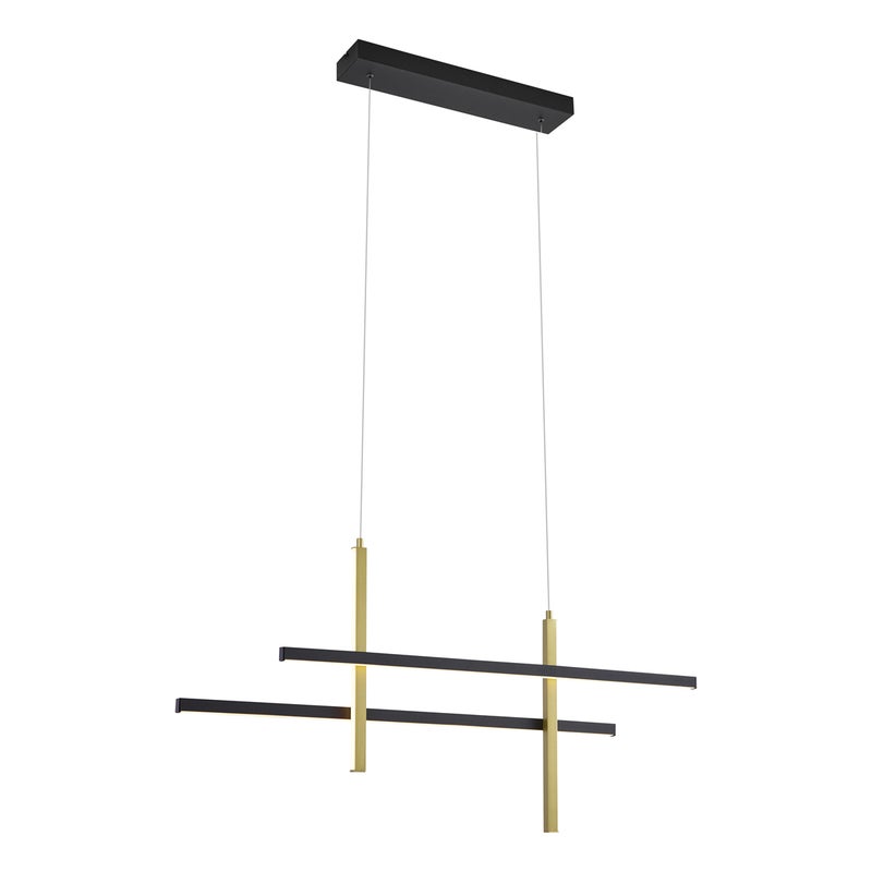 Designerska lampa wisząca H czarna ze złotem z LED z 3-stopniowym ściemnianiem - Joy