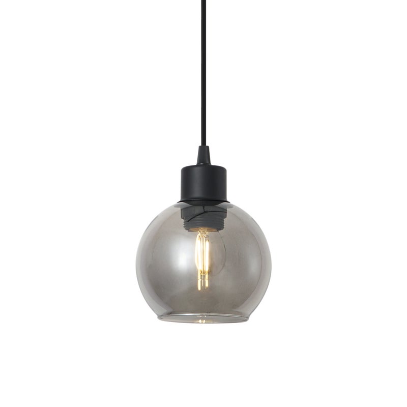 Nowoczesna lampa wisząca czarna ze szkłem dymnym do systemu szynowego 1-fazowego - Iconic Lava