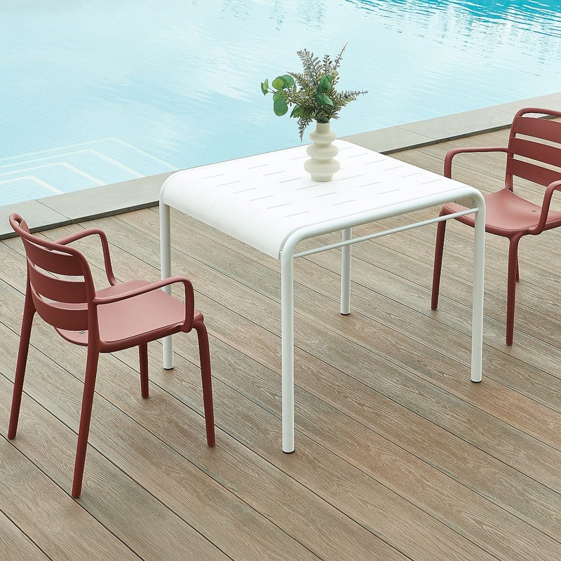 Zestaw ogrodowy do jadalni z polipropylenu: stół dł. 90 cm i 2 składane fotele - Terracotta - MOAH od MYLIA