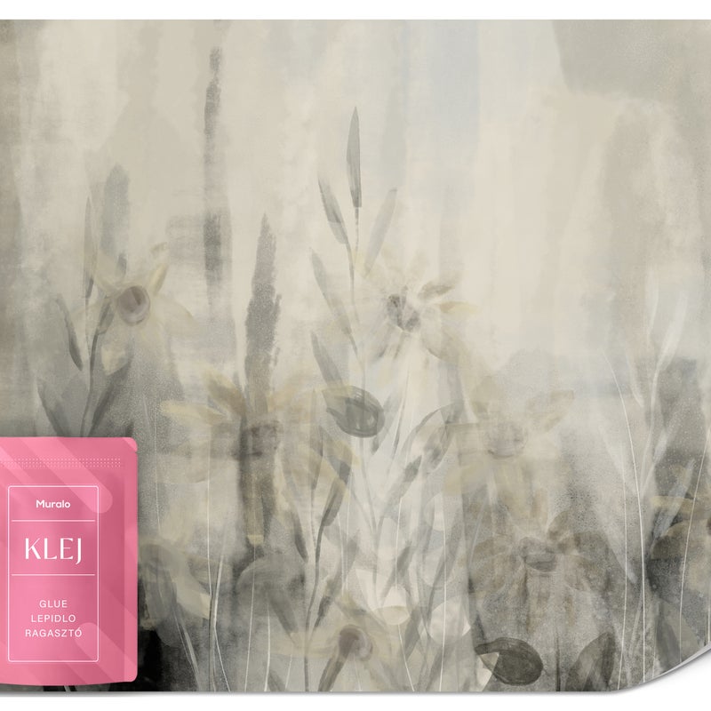 FOTOTAPETA DO SALONU SYPIALNI ABSTRAKCJA KWIATY ROŚLINY LIŚCIE BOHO 350x256