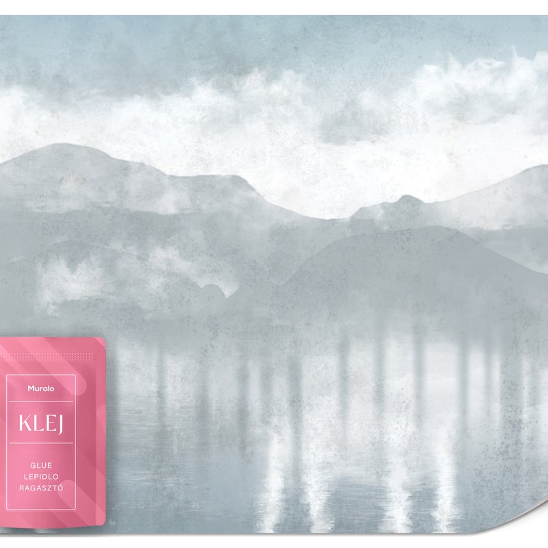 FOTOTAPETA DO SALONU ZAMGLONY PEJZAŻ JEZIORO GÓRY ABSTRAKCJA BETON 150x105