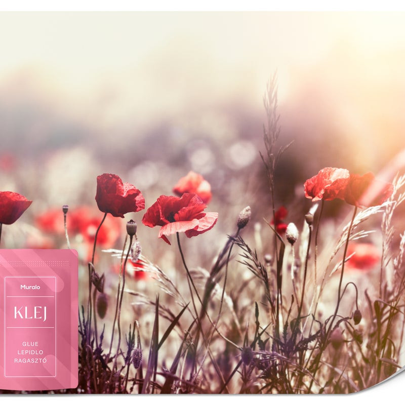 FOTOTAPETA DO SYPIALNI SALONU POLNE KWIATY CZERWONE MAKI NATURA 3D 350x256