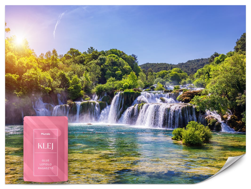 FOTOTAPETA DO SALONU SYPIALNI WODOSPAD KASKADA NATURA KRAJOBRAZ 3D 500x350