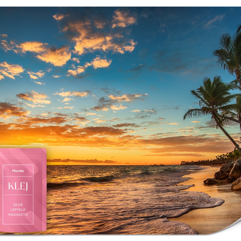 FOTOTAPETA DO SYPIALNI RAJSKA PLAŻA ZACHÓD SŁOŃCA PEJZAŻ OCEAN 3D 300x210