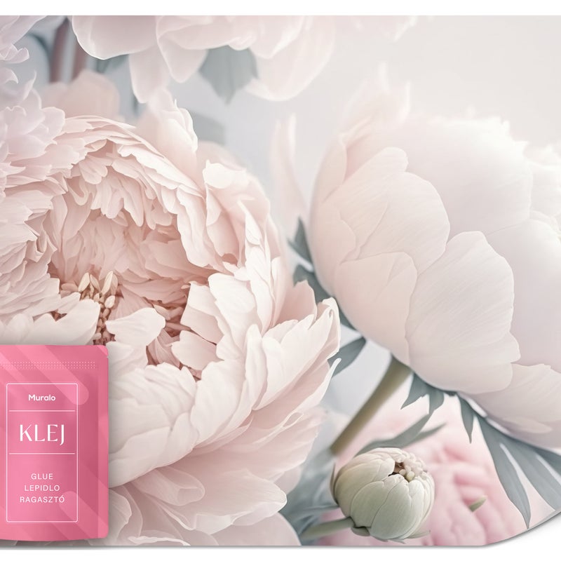 FOTOTAPETA DO SYPIALNI JASNE PEONIE PIWONIE KWIATY NATURA STYL BOHO 250x175