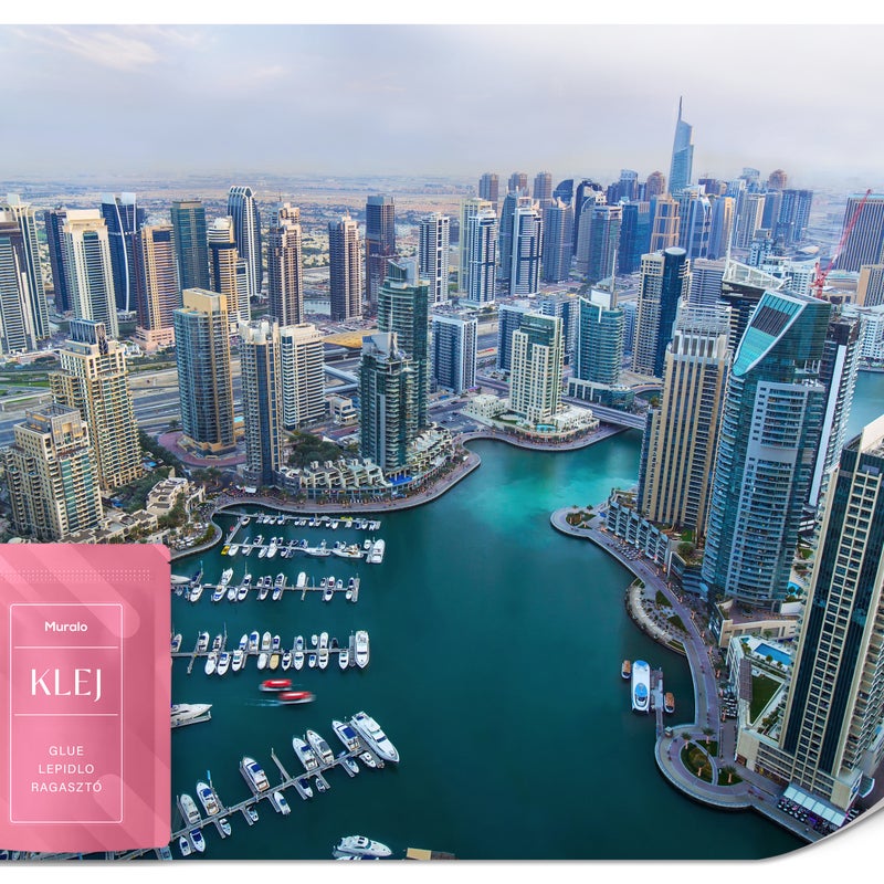 FOTOTAPETA DO BIURA MIASTO DUBAJ Z LOTU PTAKA PANORAMA EFEKT 3D 500x350