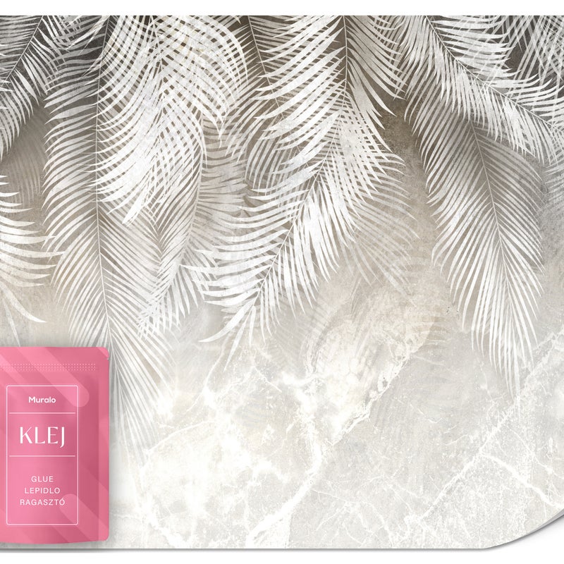 FOTOTAPETA DO SYPIALNI LIŚCIE PALMY MARMUR ROŚLINY ABSTRAKCJA 200x140