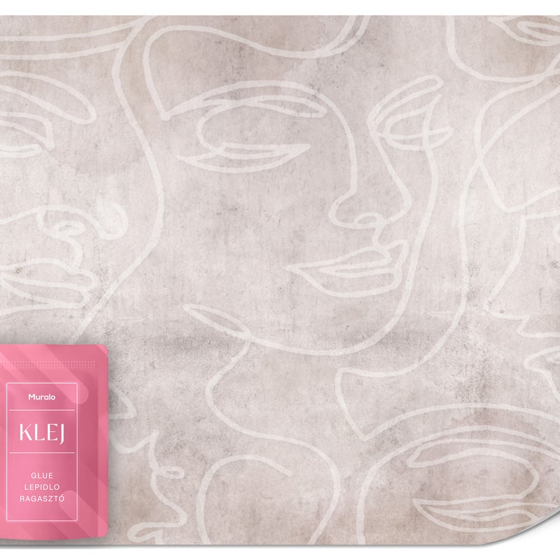 FOTOTAPETA DO SYPIALNI SALONU PORTRETY TWARZE LINE-ART BETON MURAL 500x350