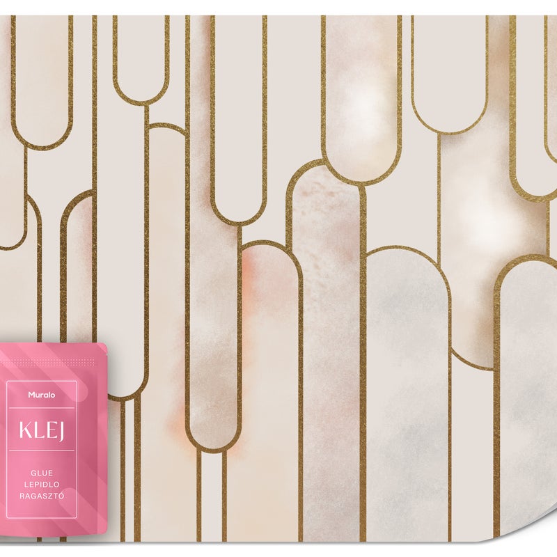 FOTOTAPETA DO SYPIALNI ABSTRAKCJA ŁUKI ELEMENTY ZŁOTA STYL GLAMOUR 400x280