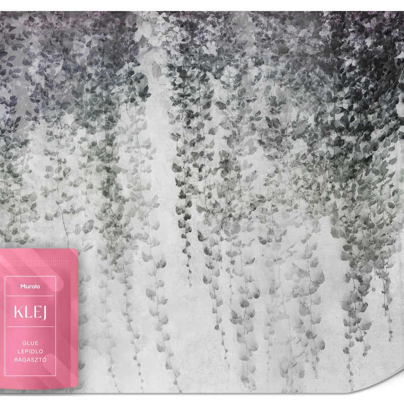 FOTOTAPETA DO SALONU SYPIALNI BETON MURAL ABSTRAKCJA LIŚCIE NATURA 250x175