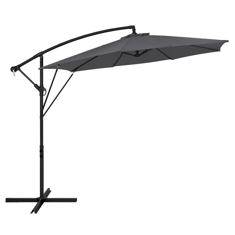 ML-Design parasol ogrodowy Ø300cm antracyt aluminiowy z korbką UV50+ wodoodporny obrót 360° regulacja nachylenia ogród taras balkon pokrowiec
