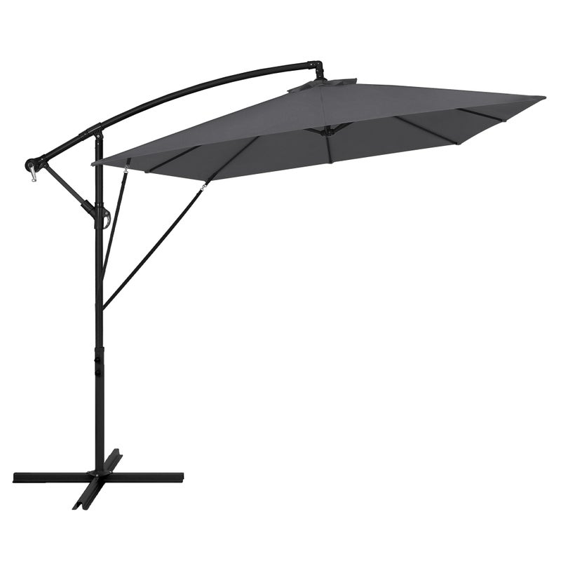 ML-Design parasol ogrodowy 330 cm antracyt aluminiowy uv50+ wodoodporny z korbką 360° obrót regulacja kąta taras ogród balkon pokrowiec stojak