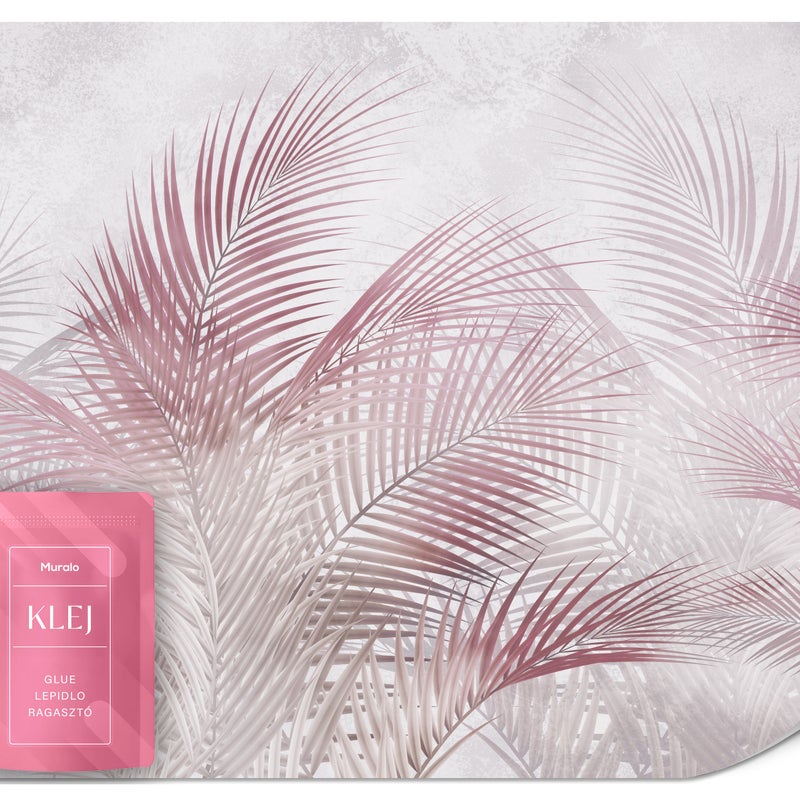 FOTOTAPETA DO SYPIALNI RÓŻOWE LIŚCIE PALMOWE BETON MURAL ABSTRAKCJA 150x105