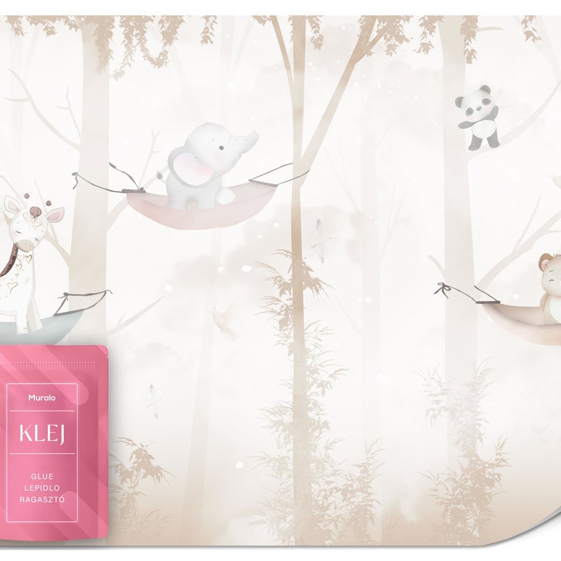 FOTOTAPETA DLA DZIECI LEŚNE ZWIERZĘTA STYL RETRO VINTAGE LAS NATURA 350x256