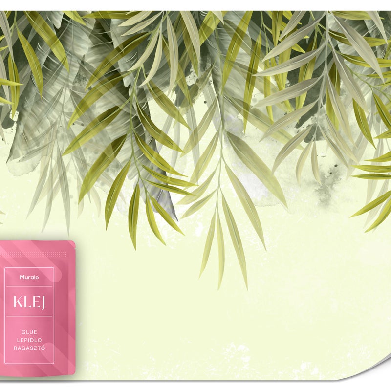 FOTOTAPETA DO SALONU ZIELONE TROPIKALNE LIŚCIE NATURA ABSTRAKCJA 350x256