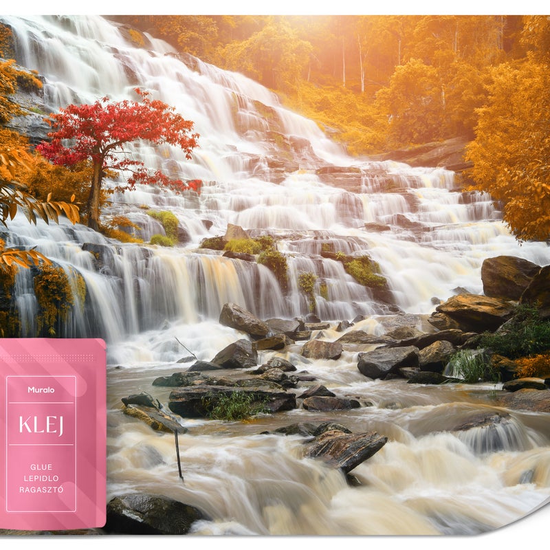 FOTOTAPETA DO SALONU BIURA WODOSPAD KASKADA JESIENNY LAS EFEKT 3D 350x256