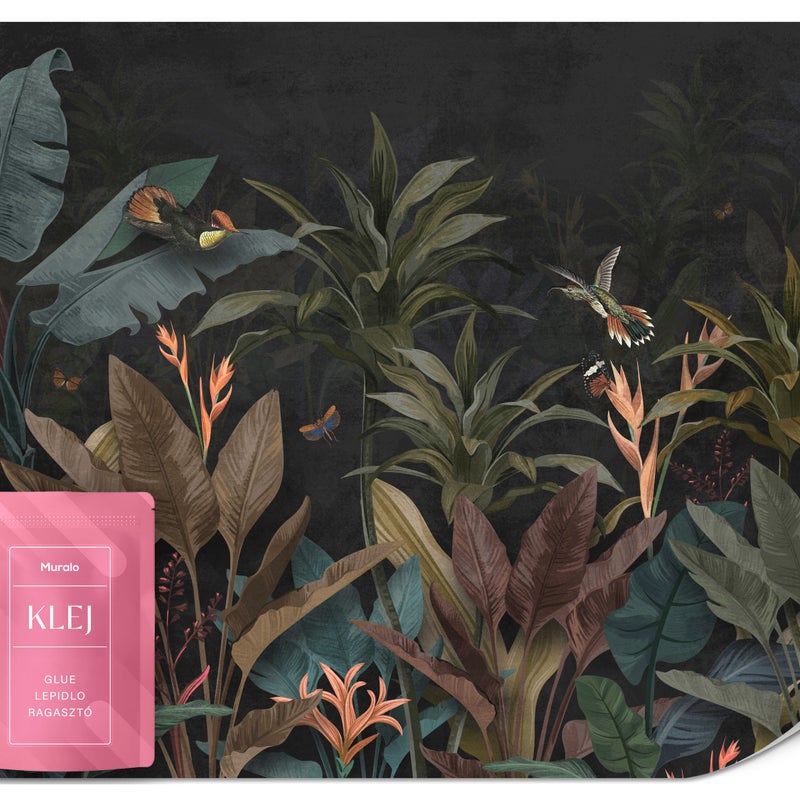 FOTOTAPETA DO SALONU DŻUNGLA TROPIKALNE ROŚLINY DRZEWA ABSTRAKCJA 150x105