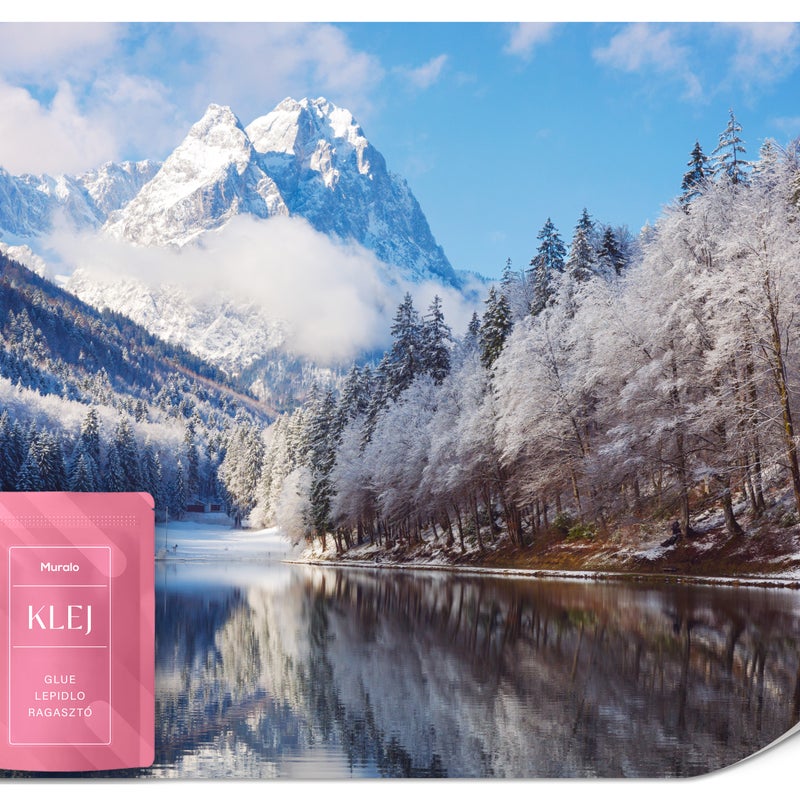 FOTOTAPETA DO SYPIALNI SALONU GÓRY ZIMOWY PEJZAŻ JEZIORO EFEKT 3D 250x175