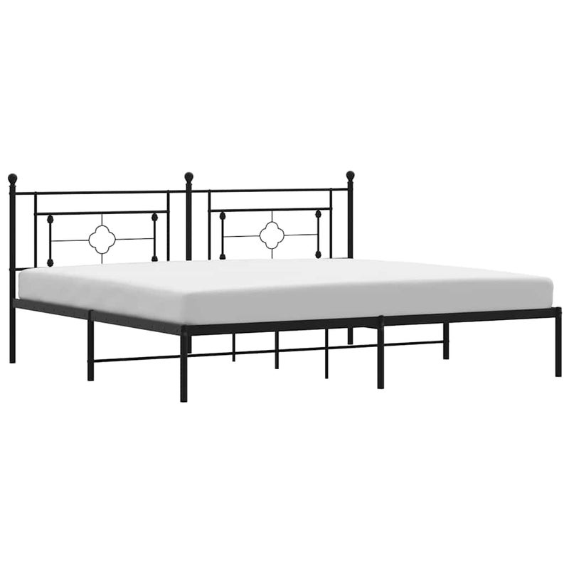 Łóżko Metalowe Czarne Rama Łóżka Ze Stelażem Do Sypialni Pokoju 193x203 cm