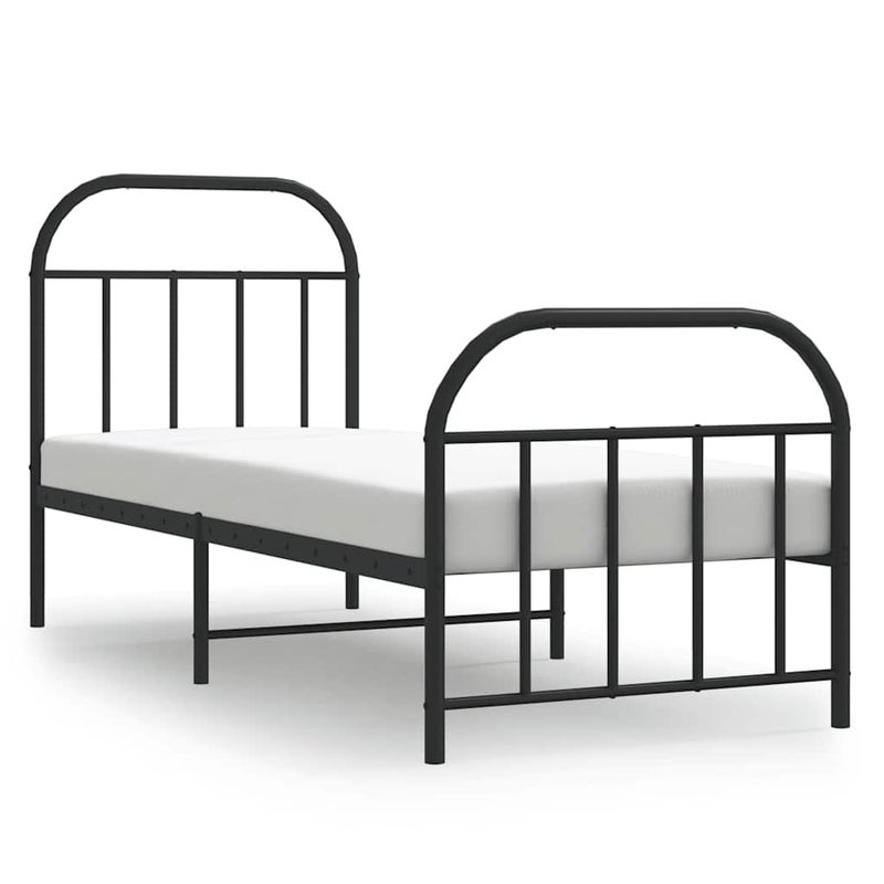 Łóżko Metalowe Rama Łóżka Ze Stelażem Do Pokoju Sypialni Czarna 75x190 cm