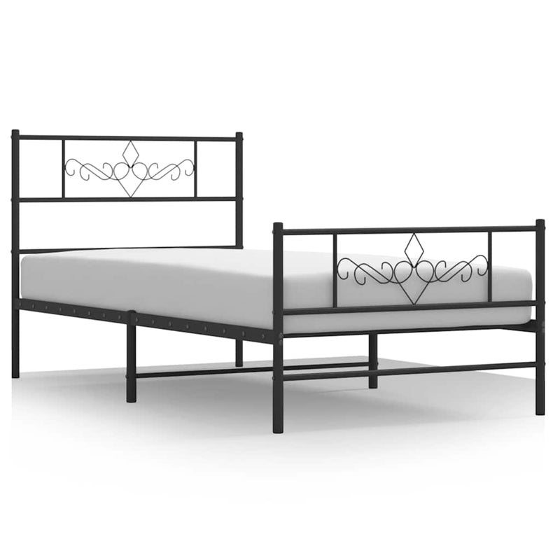 Łóżko Metalowe Czarne Rama Łóżka Ze Stelażem Do Sypialni Pokoju 100x190