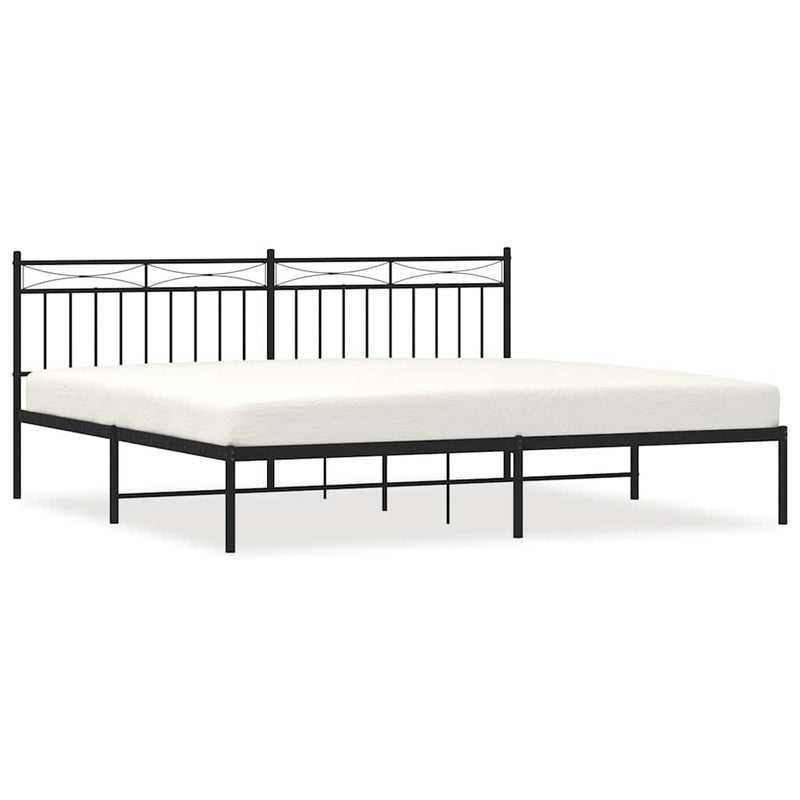 Łóżko Metalowe Czarne Rama Łóżka Ze Stelażem Do Sypialni Pokoju 193x203 cm