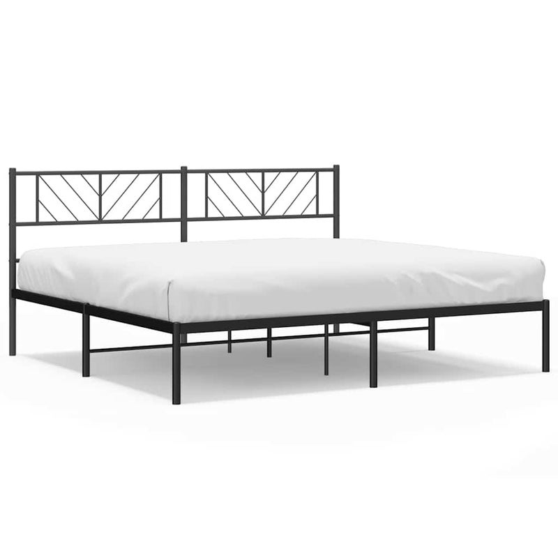 Łóżko Metalowe Czarne Rama Łóżka Ze Stelażem Do Sypialni Pokoju 193x203 cm