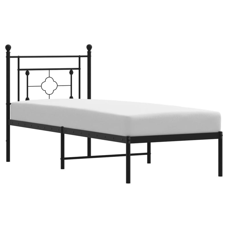 Łóżko Metalowe Czarne Rama Łóżka Ze Stelażem Do Sypialni Pokoju 75x190 cm