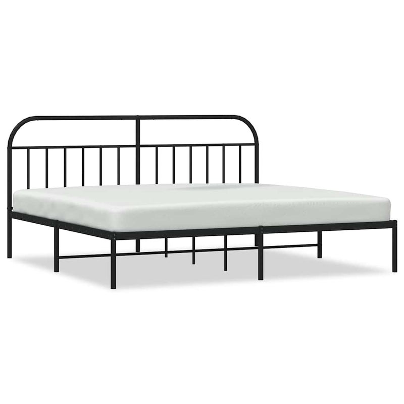 Łóżko Metalowe Rama Łóżka Ze Stelażem Do Pokoju Sypialni Czarna 200x200 cm