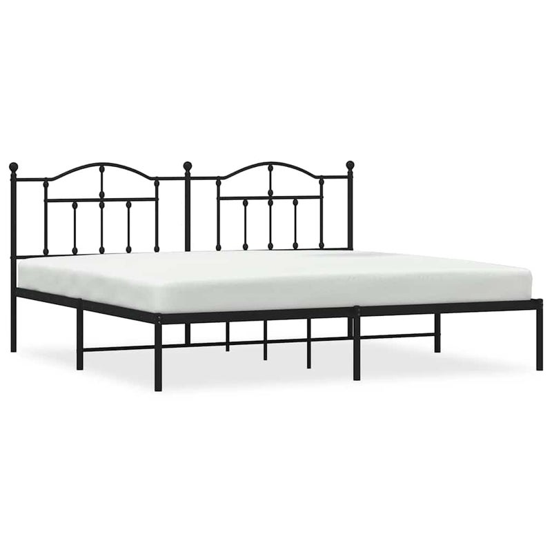 Łóżko Metalowe Czarne Rama Łóżka Ze Stelażem Do Sypialni Pokoju 193x203 cm