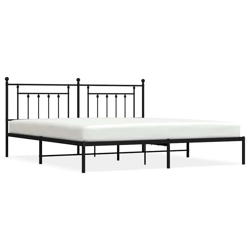 Łóżko Metalowe Czarne Rama Łóżka Ze Stelażem Do Sypialni Pokoju 193x203 cm