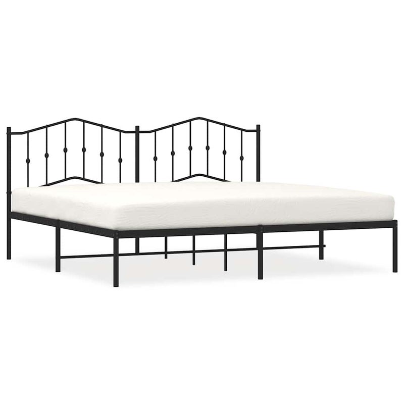 Łóżko Metalowe Czarne Rama Łóżka Ze Stelażem Do Sypialni Pokoju 193x203 cm