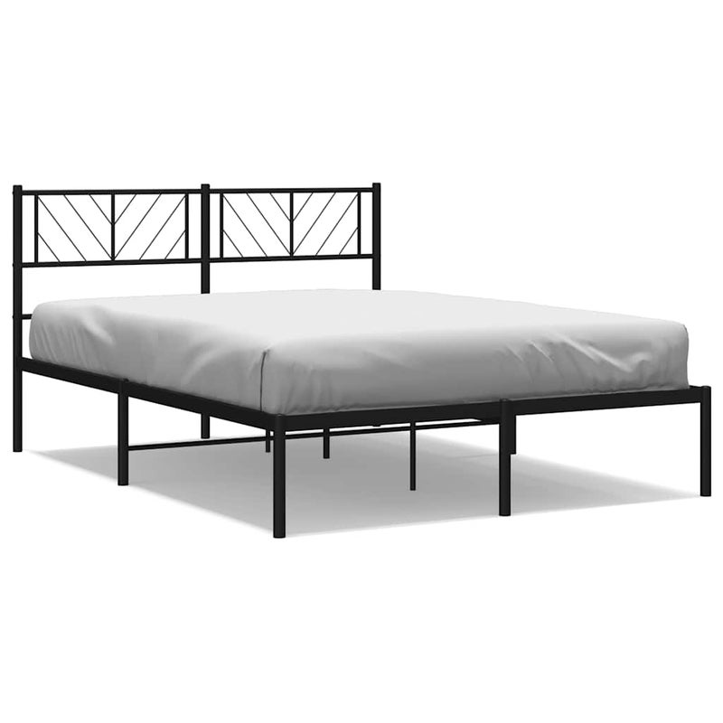 Łóżko Metalowe Czarne Rama Łóżka Ze Stelażem Do Sypialni Pokoju 135x190 cm