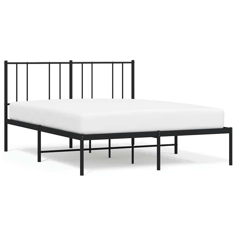 Łóżko Metalowe Czarne Rama Łóżka Ze Stelażem Do Sypialni Pokoju 140x190 cm