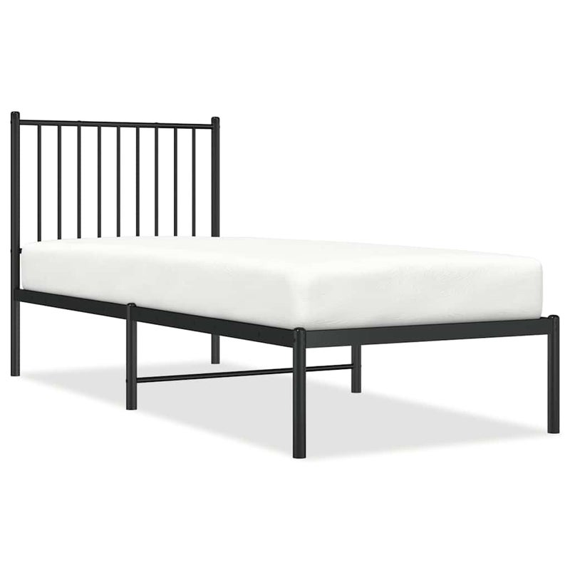 Łóżko Metalowe Czarne Rama Łóżka Ze Stelażem Do Sypialni Pokoju 80x200 cm