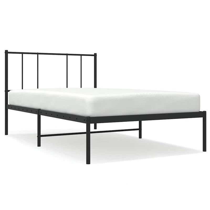 Łóżko Metalowe Czarne Rama Łóżka Ze Stelażem Do Sypialni Pokoju 75x190 cm