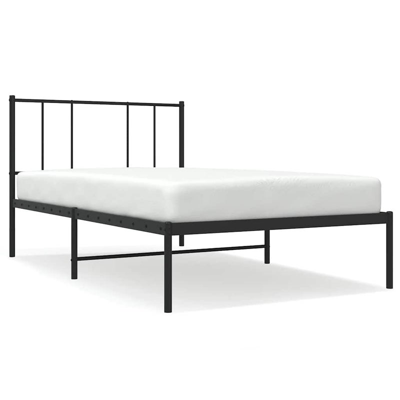 Łóżko Metalowe Czarne Rama Łóżka Ze Stelażem Do Sypialni Pokoju 90x190 cm