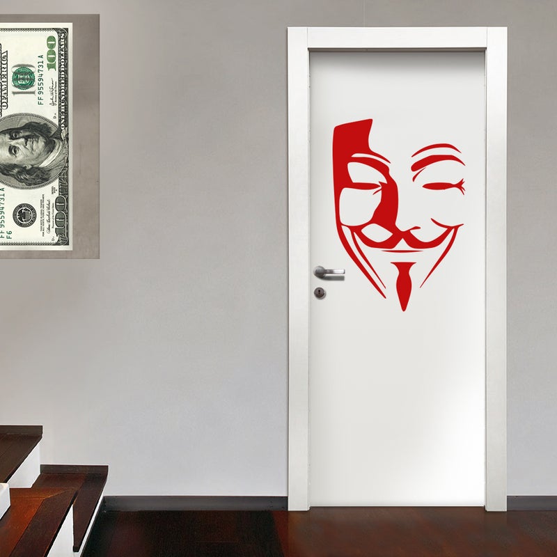 V jak Vendetta - Naklejka ścienna winylowa 55x80 cm - kolor czerwony
