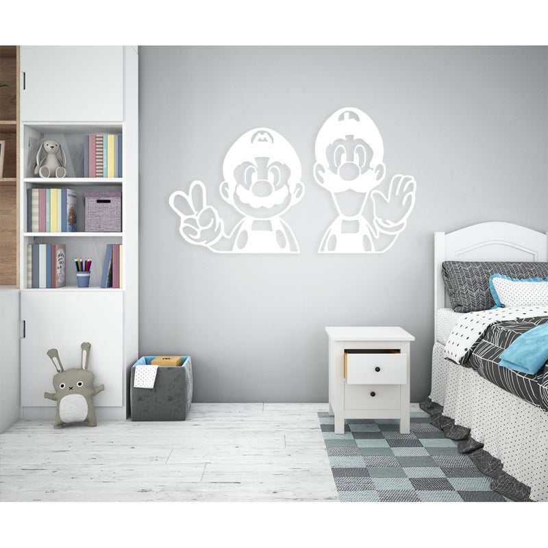 MARIO I LUIGI - Naklejka ścienna winylowa 55x95 cm - kolor BIAŁY